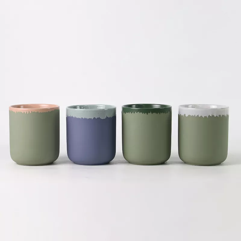 సహజ రంగు ముగింపుతో సిరామిక్ క్యాండిల్ హోల్డర్