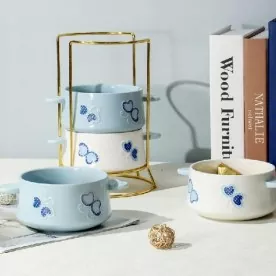 డిష్వాషర్ సురక్షితమైన చేతితో చిత్రించిన సిరామిక్ గిన్నె