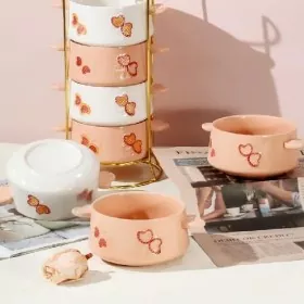 డిష్వాషర్ సురక్షితమైన చేతితో చిత్రించిన సిరామిక్ గిన్నె