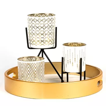 లగ్జరీ సరళి గ్లాస్ కొవ్వొత్తి హోల్డర్